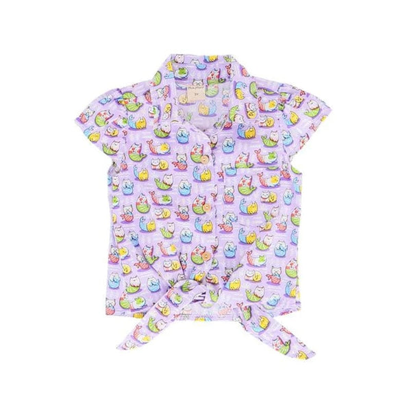 Mer-Cat Knot Sleeveless Blouse (Purple)