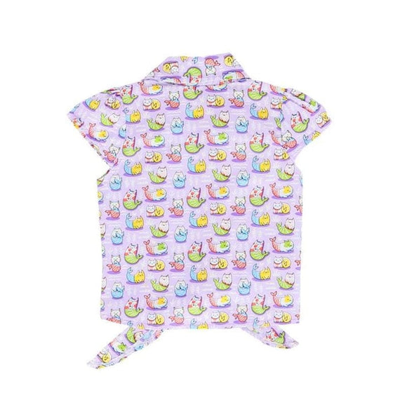 Mer-Cat Knot Sleeveless Blouse (Purple)