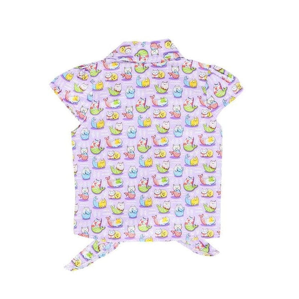 Mer-Cat Knot Sleeveless Blouse (Purple)