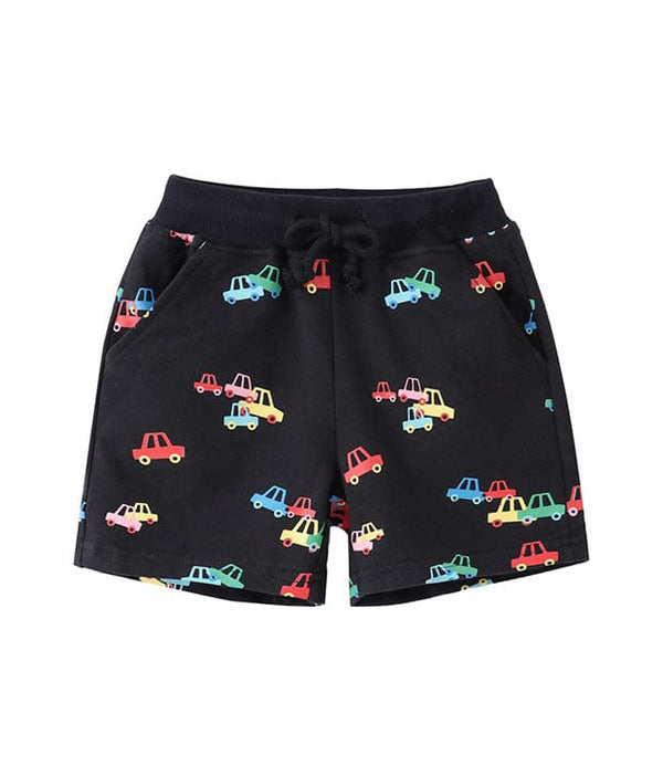 Mini Colourful Cars Cotton Drawstring Shorts