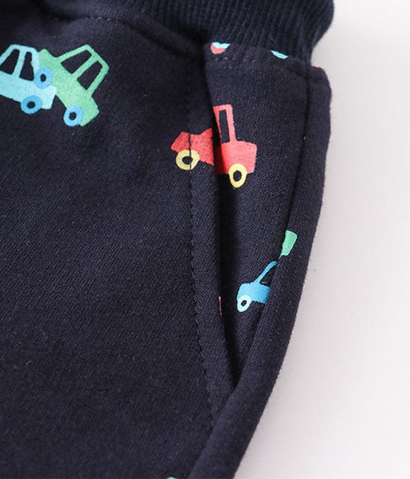Mini Colourful Cars Cotton Drawstring Shorts