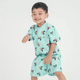 Mandarin Collar Boy Shirt - Monster Trucks (Mint Green)