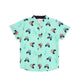 Mandarin Collar Boy Shirt - Monster Trucks (Mint Green)