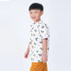Mandarin Collar Boy Shirt - Monster Trucks (White)