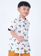 Mandarin Collar Shirt - Monster Trucks (White)