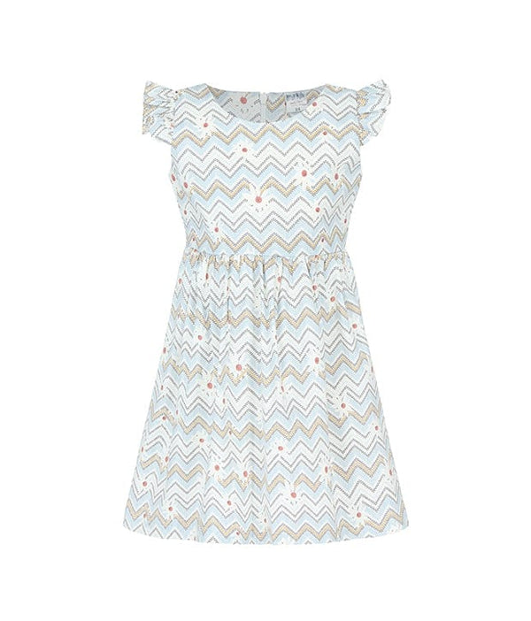 Nico Mosaic Print Ruffle Sleeve Dress