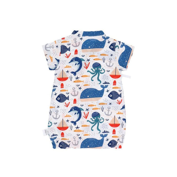 Ocean Animals Cotton Kimono Style Onesie