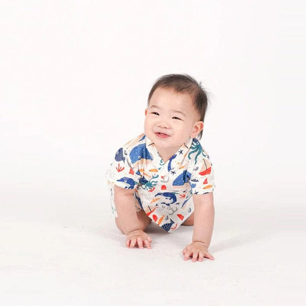Ocean Animals Cotton Kimono Style Onesie