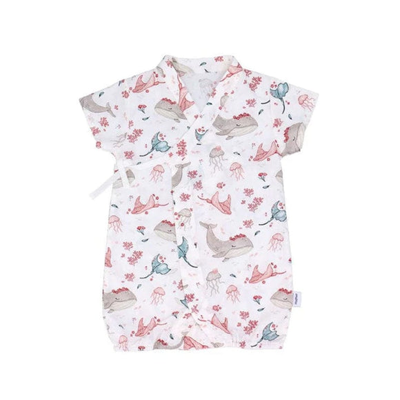 Ocean Wonderland Cotton Kimono Style Onesie