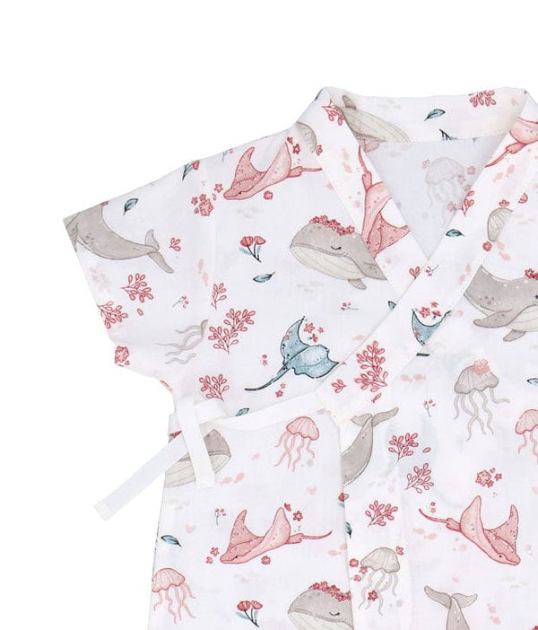 Ocean Wonderland Cotton Kimono Style Onesie