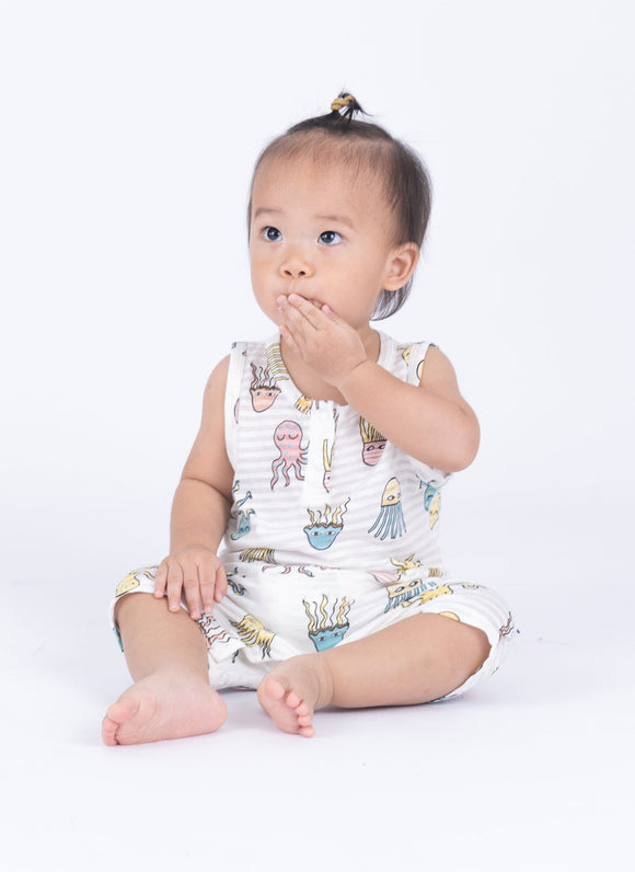 Octopus & Jellyfish  Bamboo Cotton Sleeveless Onesie