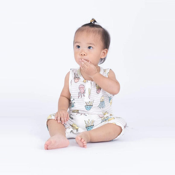 Octopus & Jellyfish  Bamboo Cotton Sleeveless Onesie