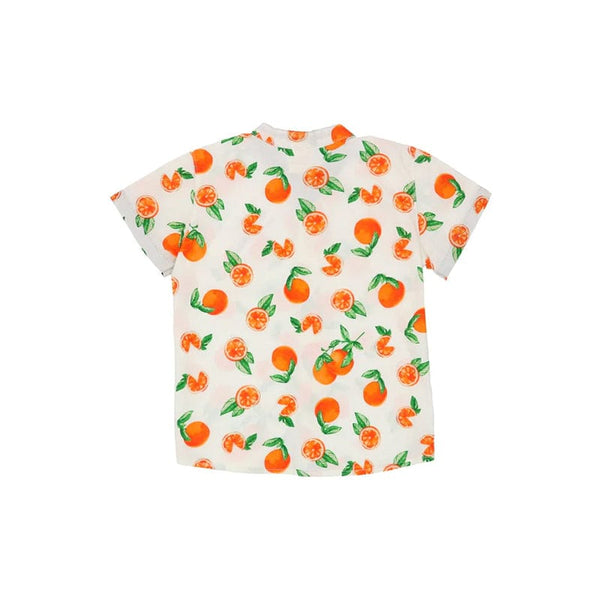 Mandarin Collar Boy Shirt - Tangerine (White)