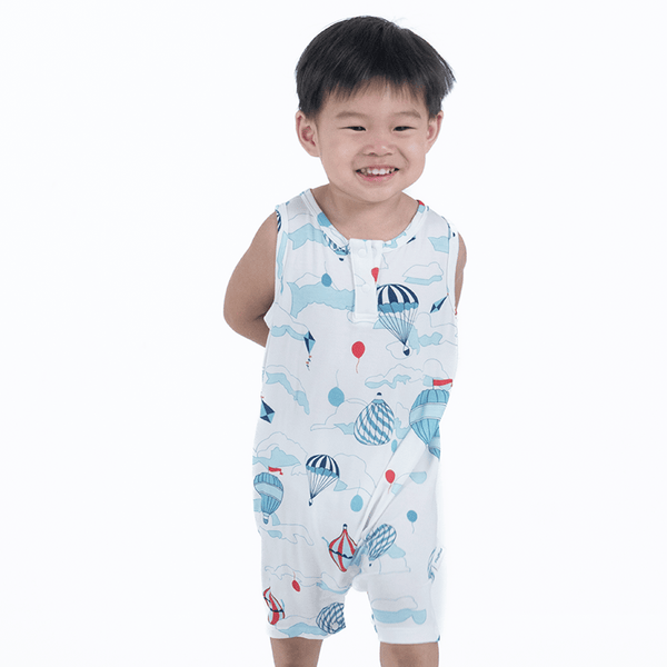 Parachutes & Hot Air Balloons Sleeveless Baby Onesie
