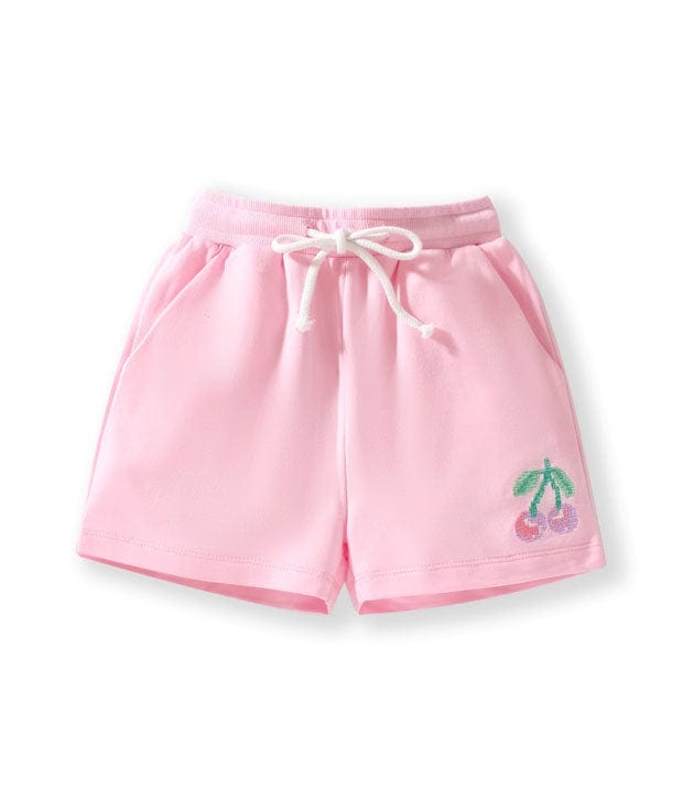 Pink Cherries Drawstring Shorts