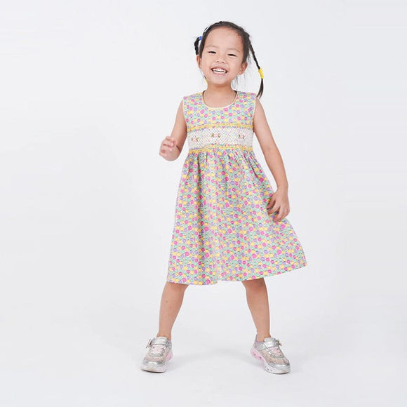 Piper Pebbles Smocked Girl Dress (Pink)