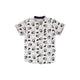 Mandarin Collar Boy Shirt - Pirate Penguin (White)