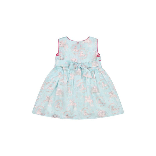 CNY Baby Girl Dress Unicorn & Carriage - Light Blue