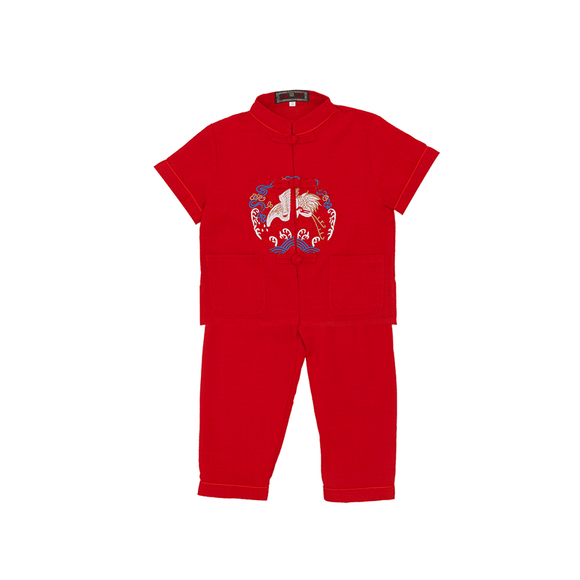 Cranes & Pine Tree CNY 2pc Set - (Red)