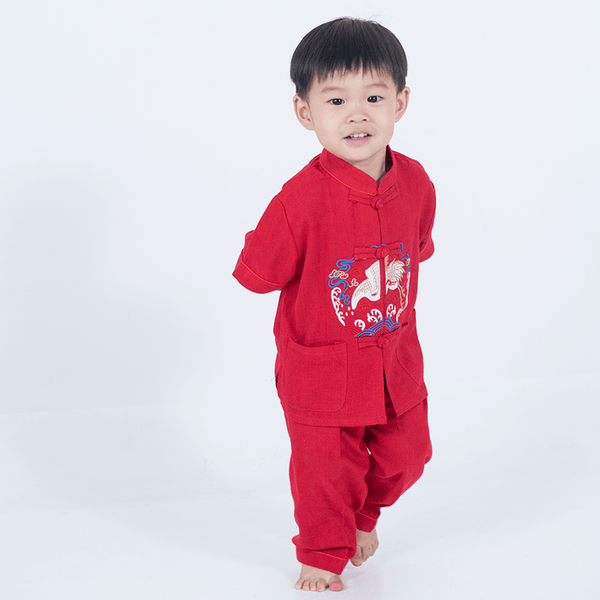 Cranes & Pine Tree CNY 2pc Set - (Red)