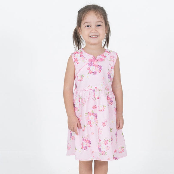 Festive Blooms CNY Baby Doll Dress - Pink