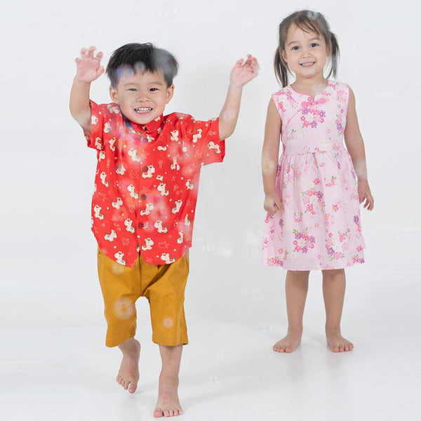 Festive Blooms CNY Baby Doll Dress - Pink