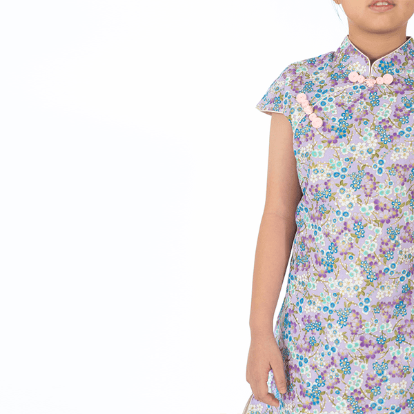 Festive Blooms Cheongsam (Lilac)