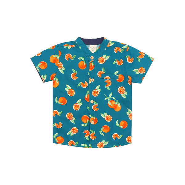 Mandarin Collar Shirt - Tangerine (Green)