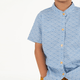Mandarin Collar Shirt - Japanese Wave (Light Blue)