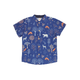 Mandarin Collar Shirt - Animals in Autumn (Navy)