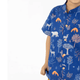 Mandarin Collar Shirt - Animals in Autumn (Navy)