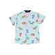 Mandarin Collar Shirt - Big Eye Dinos (Mint Green)