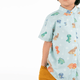 Mandarin Collar Shirt - Big Eye Dinos (Mint Green)