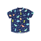 Mandarin Collar Shirt - Big Eye Dinos (Navy)