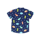 Mandarin Collar Shirt - Big Eye Dinos (Navy)