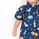 Mandarin Collar Shirt - Big Eye Dinos (Navy)