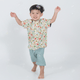 CNY Boy Shirt Mandarin Collar - Enchanted Blooms (Beige)
