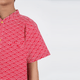 CNY Boy Shirt Mandarin Collar - Japanese Wave (Red)