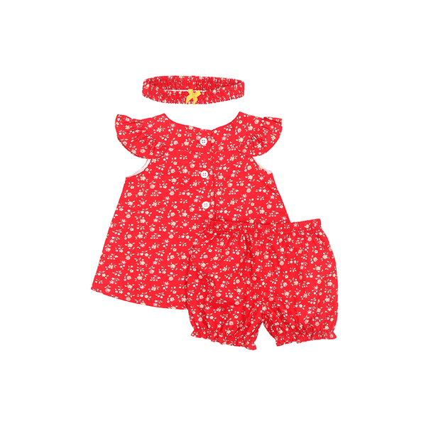 Sweet Roses Baby Girl 2pc Set - (Red)