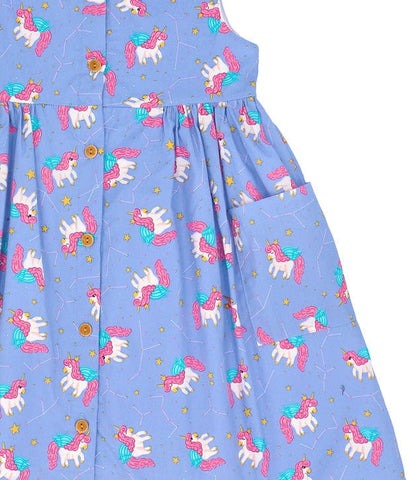 Button Down Prancing Unicorn Dress (Lilac)