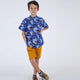 Mandarin Collar Boy Shirt - Prosperity Koi (Blue)