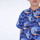 Mandarin Collar Boy Shirt - Prosperity Koi (Blue)