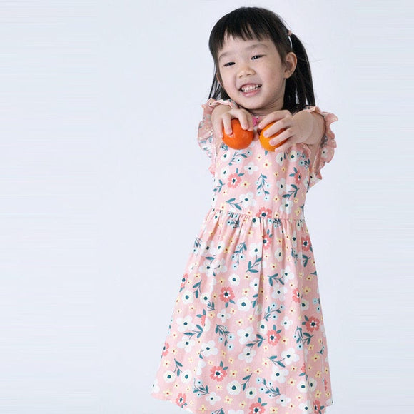 Puffy Flowers Cheongsam Dress (Pink)