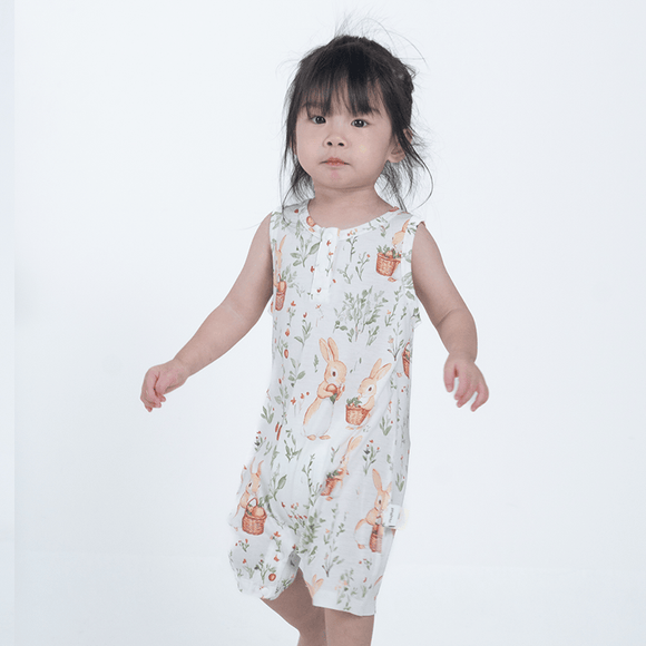 Rabbits with Fruit Baskets Sleeveless Baby Onesie