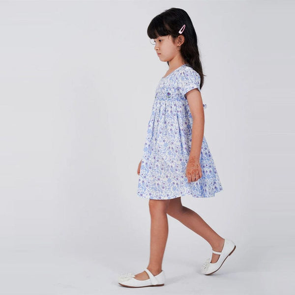 Raelynn Lilac Flower Motif Smocked Girl Dress