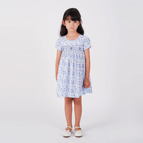 Raelynn Lilac Flower Motif Smocked Girl Dress