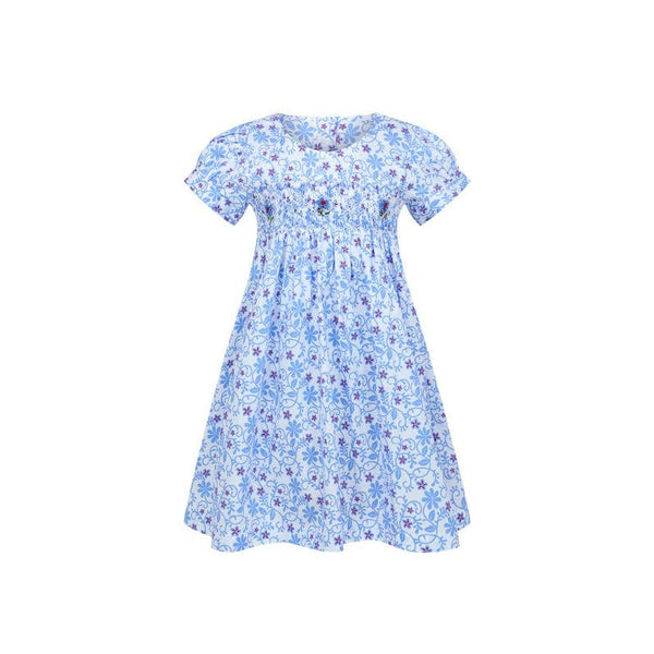 Raelynn Lilac Flower Motif Smocked Girl Dress