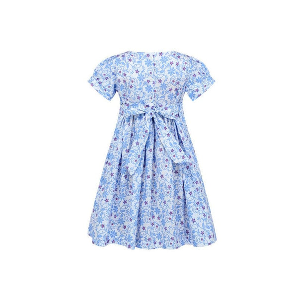 Raelynn Lilac Flower Motif Smocked Girl Dress