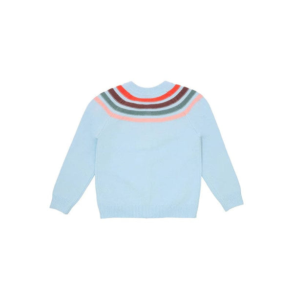 Rainbow Round Neck Cardigan (Light Blue)
