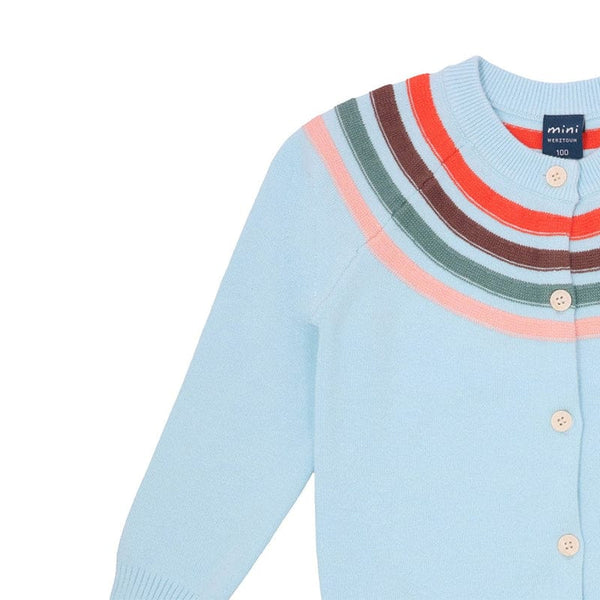 Rainbow Round Neck Cardigan (Light Blue)